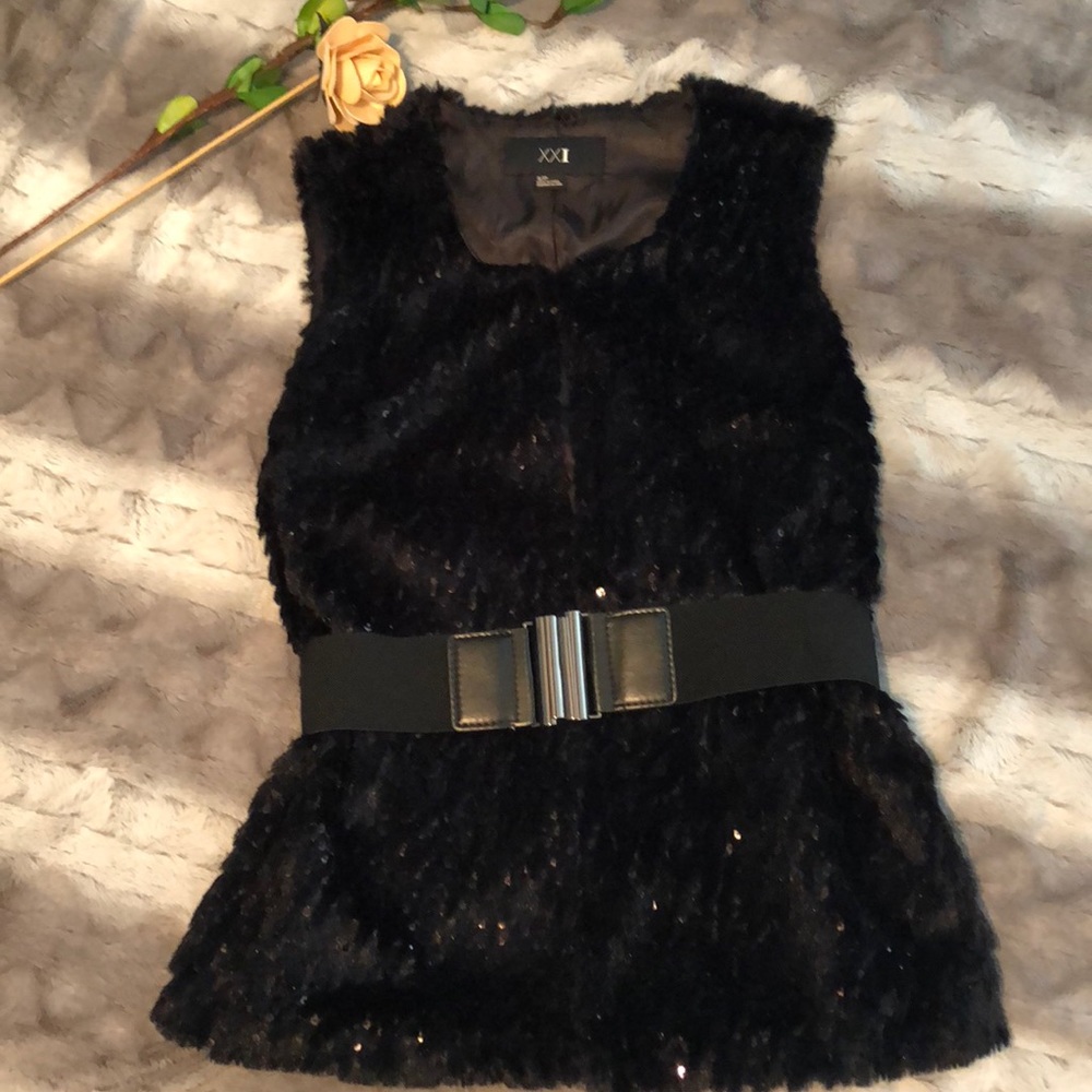 Black Faux Fur Vest Sz S
